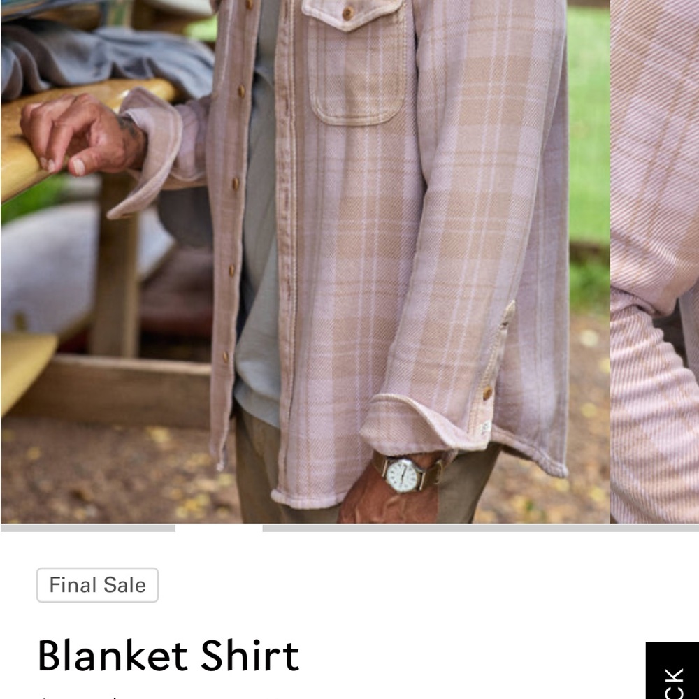Outerknown Lilac Light Brown Plaid Blanket Shirt